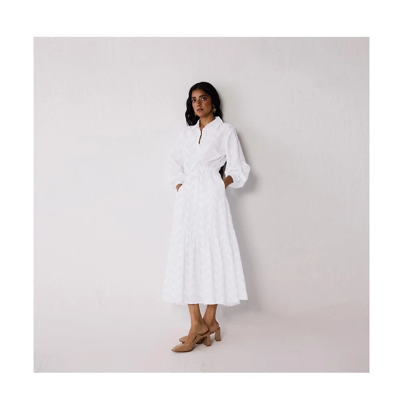 Reistor Women's Embroidered Flowy Tiered Maxi Dress