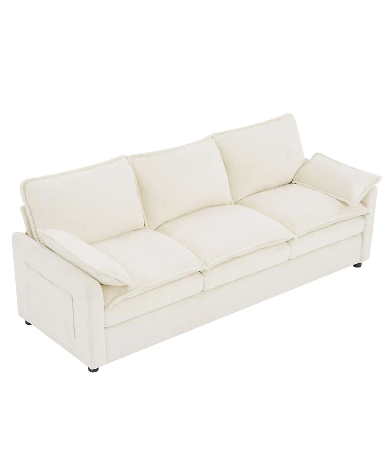 Streamdale Furniture Modern 3-Seater Plush Upholstered Sofa with Side Storage