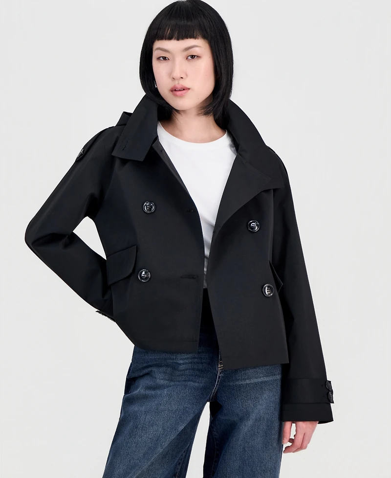 Steve Madden Women's Short Hooded Trench Coat