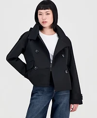 Steve Madden Women's Short Hooded Trench Coat