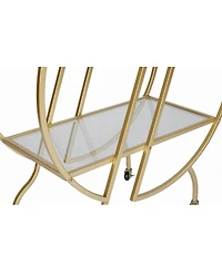 Streamdale Furniture Rolling Bar Cart with 2 Mirrored Shelves and Lockable Wheels