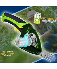 Pyle Cordless Handheld Grass Cutter Shears - Rechargeable 3.6V Electric Hedge & Shrub Trimmer with Changeable Blades