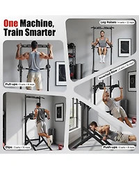 Fed Fitness 450LBS Power Tower, Dual-Triangular Base Pull Up Dip Station with 6 Height Levels, Multi-Function Home Gym Strength Training Equipment