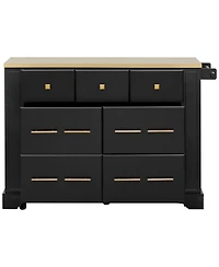 Streamdale Furniture Kitchen Island with Drop Leaf, 6 Drawers, Trash Storage and Power Outlet