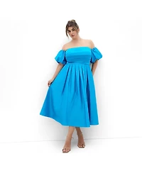 City Chic Women's Rosalee Puff Sleeve Midi Dress