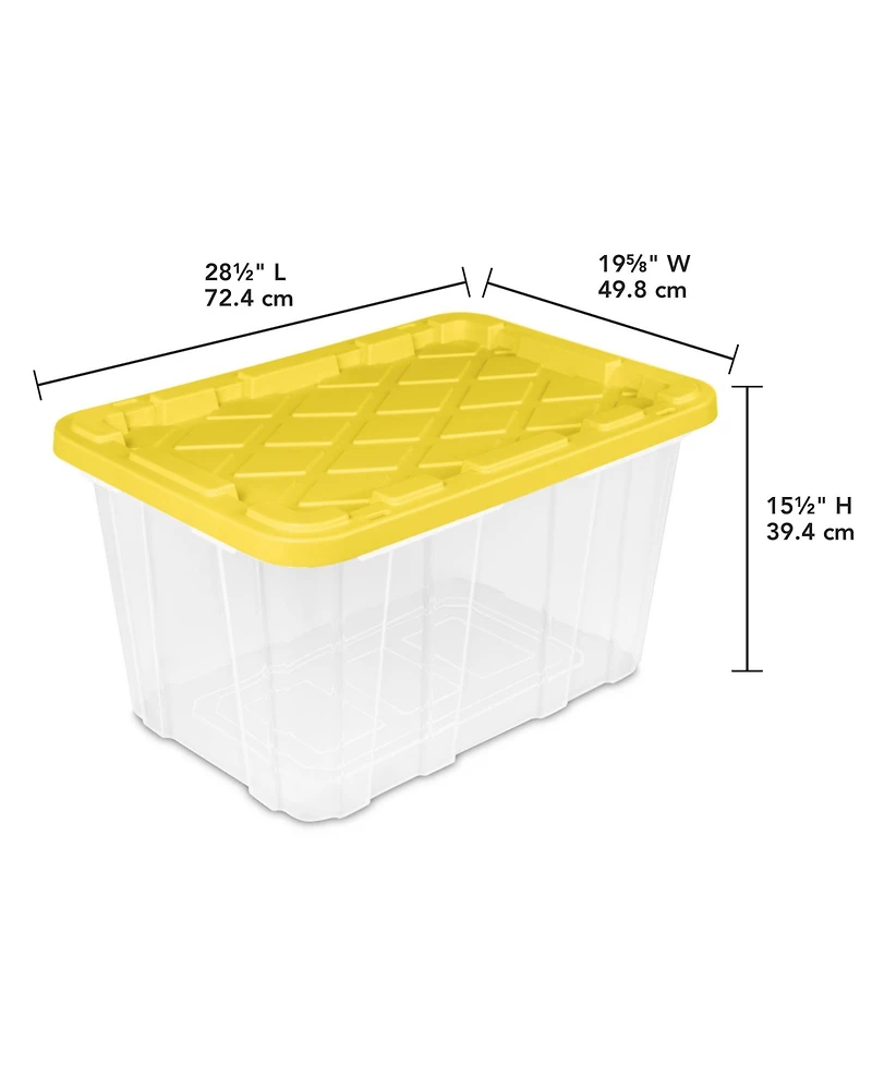 Sterilite Industrial Storage Box with Carrying Handles, 27 Gal, Yellow, 4 Pack