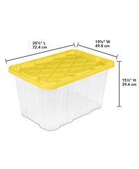 Sterilite Industrial Storage Box with Carrying Handles, 27 Gal, Yellow, 4 Pack