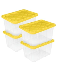 Sterilite Industrial Storage Box with Carrying Handles, 27 Gal, Yellow, 4 Pack