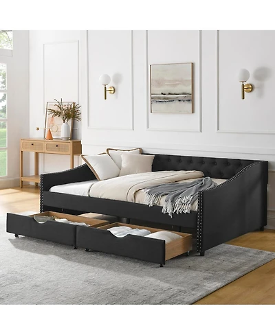 Streamdale Furniture Upholstered Full Size Daybed with Drawers
