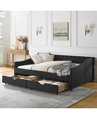 Streamdale Furniture Upholstered Full Size Daybed with Drawers