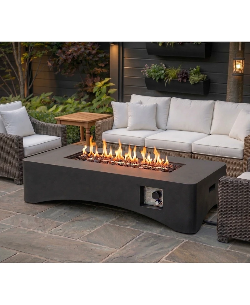 Streamdale Furniture 56" Rectangular Propane Fire Pit Table, 50,000 Btu with Cover and Lava Rocks