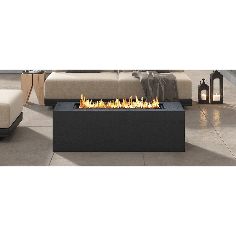 Streamdale Furniture 41.9" Rectangular 40,000 Btu Propane Fire Pit with Cover and Lava Rocks