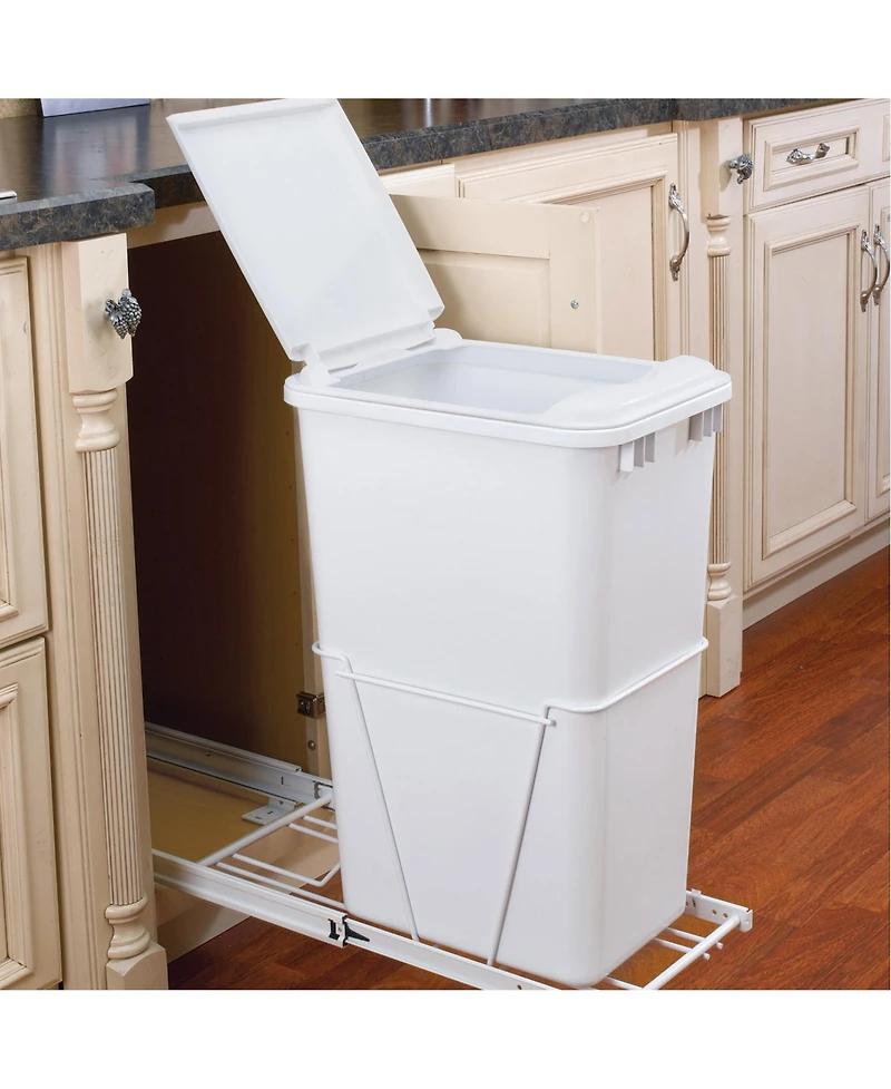 Rev-a-Shelf Pullout 50 qt. Sliding Trash Can for Kitchen, White, Rv-12PB-50 S