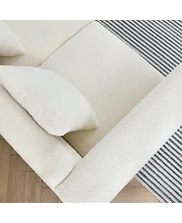 Streamdale Furniture 60" Oversized 2-Seater Teddy Fabric Sectional Sofa with 2 Pillows