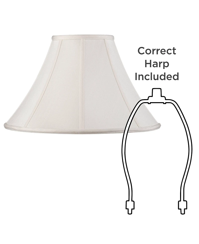 Springcrest Set of 2 Bell Lamp Shades Large 7" Top x 18" Bottom x 10.5" High Spider Replacement Harp and Finial Fitting