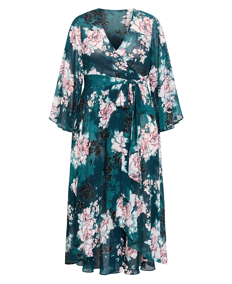 City Chic Women's Jade Blossom Long Sleeve Maxi Dress