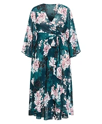 City Chic Women's Jade Blossom Long Sleeve Maxi Dress