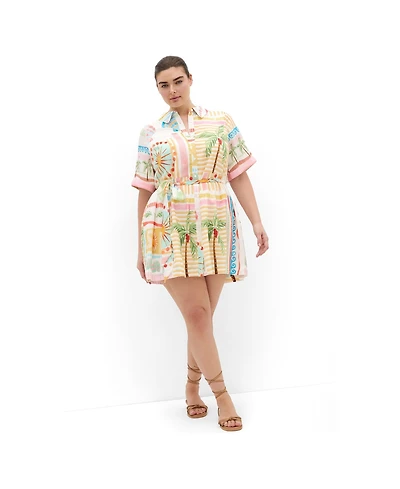 City Chic Women's Lia Sea Dream Placement Print Mini Dress