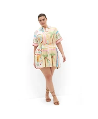 City Chic Women's Lia Sea Dream Placement Print Mini Dress