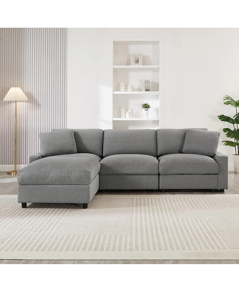 Streamdale Furniture 103.54" L-Shaped Modular Sectional Sofa with 4 Storage Ottomans