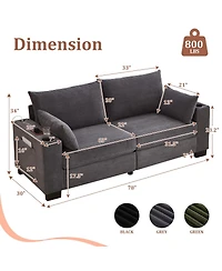 Streamdale Furniture 78" Modern Corduroy 3-Seater Sofa with Usb, Cup Holders, and Side Pocket