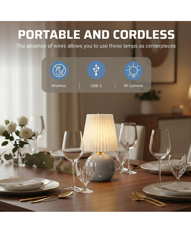 Bell + Howell BetterBeam Collection Cordless Rechargeable Touch 3 Mode Dimmable Led Usb-c Bedside Table Lamp