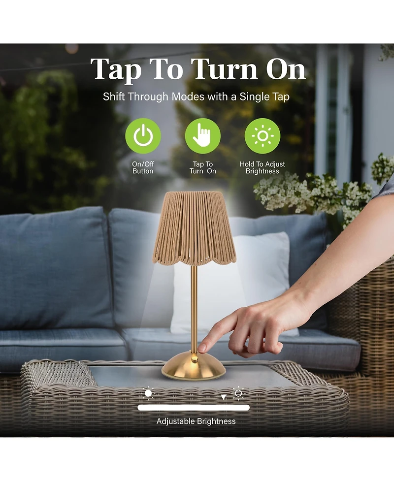 Bell + Howell Rechargeable Solar String Design Portable Indoor Outdoor Led Dimmable Modes Table Lamp
