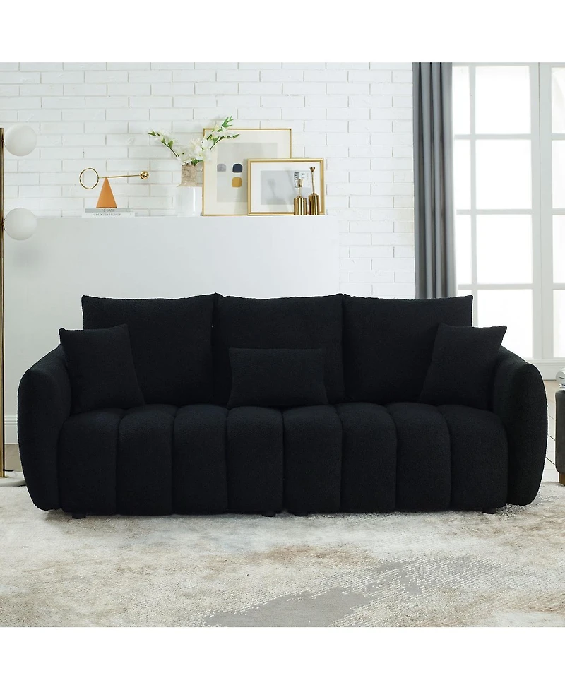 Streamdale Furniture 79.5" Premium Teddy Fabric 3-Seater Sofa with Solid Wood Frame