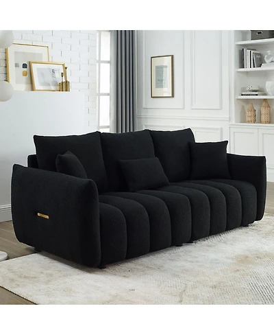 Streamdale Furniture 79.5" Premium Teddy Fabric 3-Seater Sofa with Solid Wood Frame