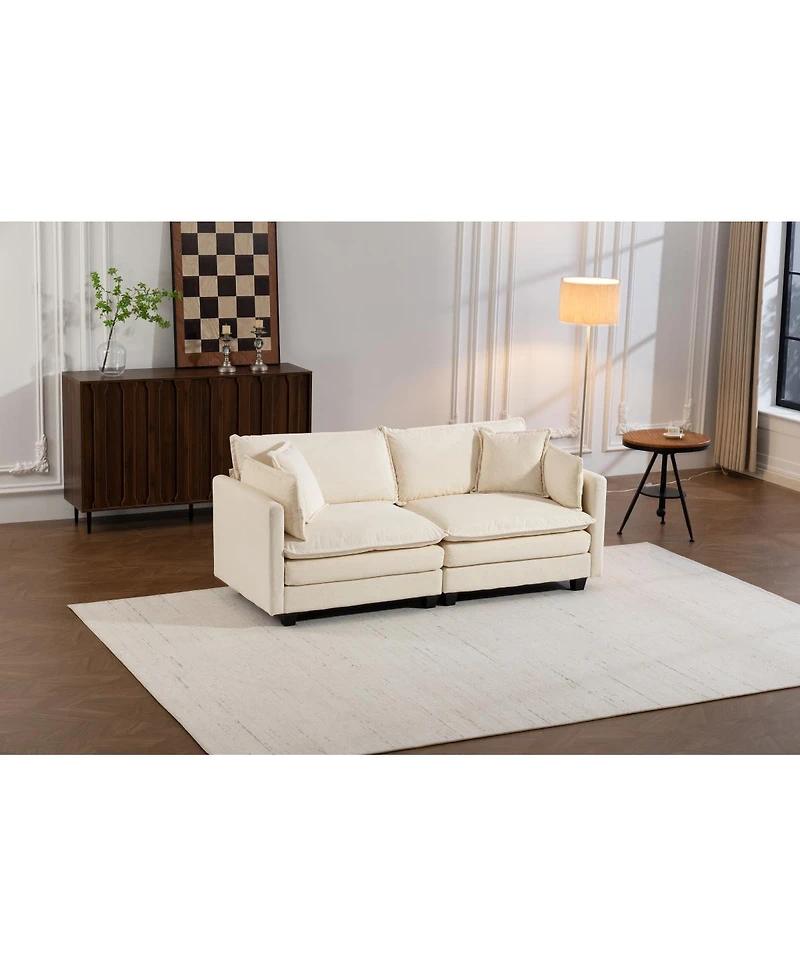 Streamdale Furniture Modern 77.95" 2-Seater Upholstered Sectional Sofa with Waist Pillows