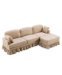 Streamdale Furniture 103.15" Modern Chenille L-Shaped Sectional Sofa with Ruffled Skirt