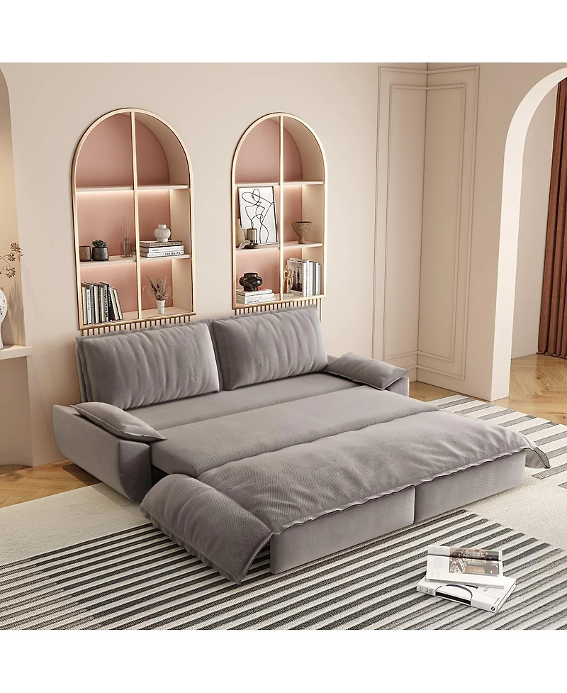 Streamdale Furniture 73.2" 3-in-1 Convertible Velvet Queen Pull-Out Sofa Bed