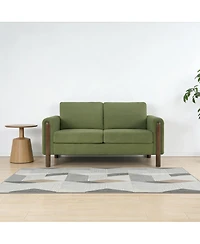 Streamdale Furniture Mid-Century Modern 2-Seater Teddy Fabric Loveseat with Walnut Legs