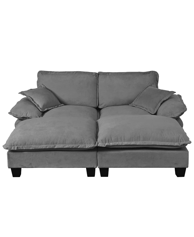 Streamdale Furniture Modular Cloud Sectional Sofa with 2 Ottomans and Pillows
