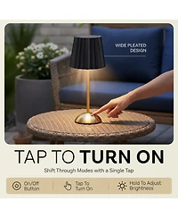 Bell + Howell Rechargeable Solar Wide Pleated Design Portable Indoor Outdoor Led Dimmable Modes Table Lamp