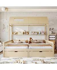 Streamdale Furniture House Platform Bed with Storage Shelves and Drawers
