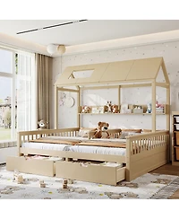 Streamdale Furniture House Platform Bed with Storage Shelves and Drawers