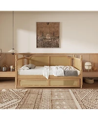 Streamdale Furniture Traditional Rattan Full Daybed with Trundle