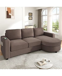 Streamdale Furniture Modern 84.6" L-Shaped Sectional Sofa with Curved Chaise and Usb Ports