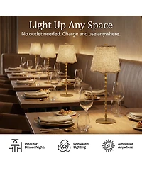 Bell + Howell Stem Scallop Shade Rechargeable Touch Control Led Dimmable Cordless Table Lamp