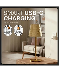 Bell + Howell Hammered Design Rechargeable Touch Control Led Table Lamp Cordless Portable Dimmable Light