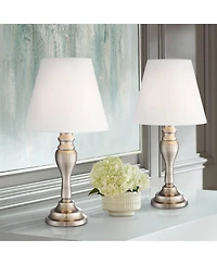 Regency Hill Traditional Accent Table Lamps 19 1/4" High Set of 2 Brass Shade Touch On Off for Bedroom Bedside Office