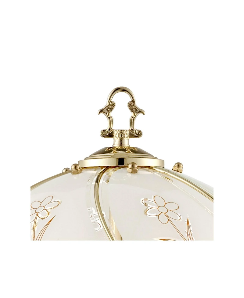 Regency Hill Flower 19 1/2" High Small Traditional Accent Table Lamps Set of 2 Touch On-Off 3-Brass Finish Living Room