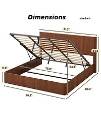 Streamdale Furniture Lift-Up Storage Bed Frame, Curved Wooden Design