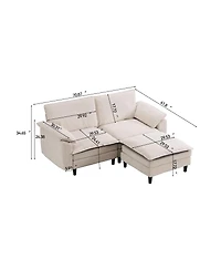 Streamdale Furniture 70.87" Two-Tone L-Shaped Modular Sectional Sofa with Ottoman