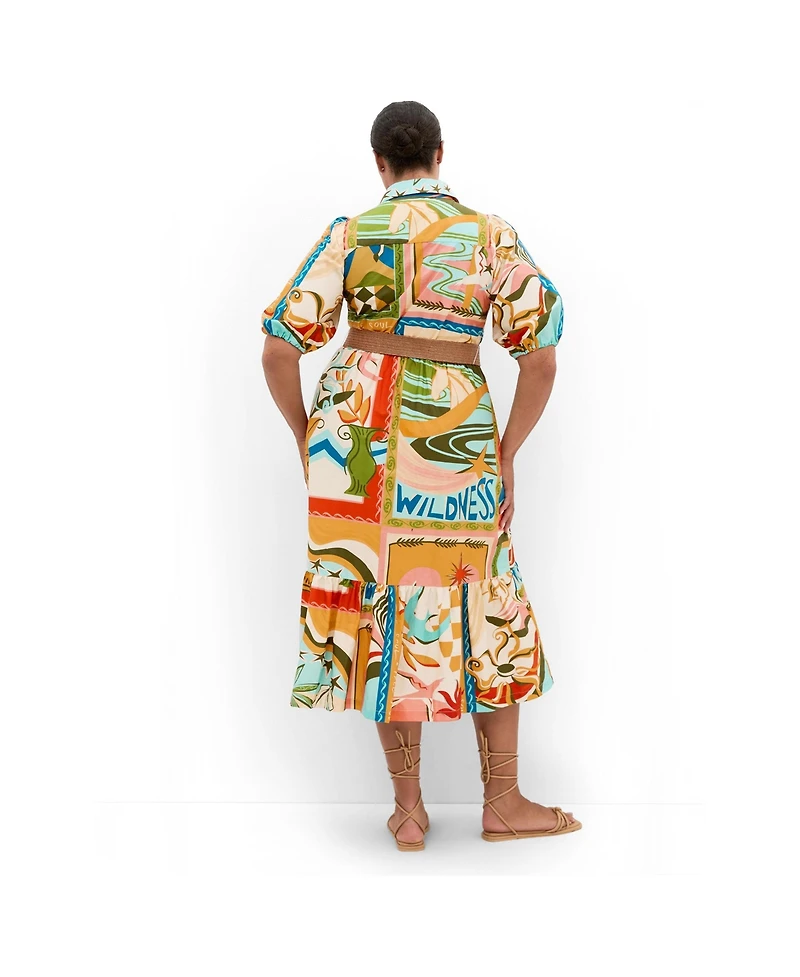 City Chic Women's Wild Soul Print Shirt Dress