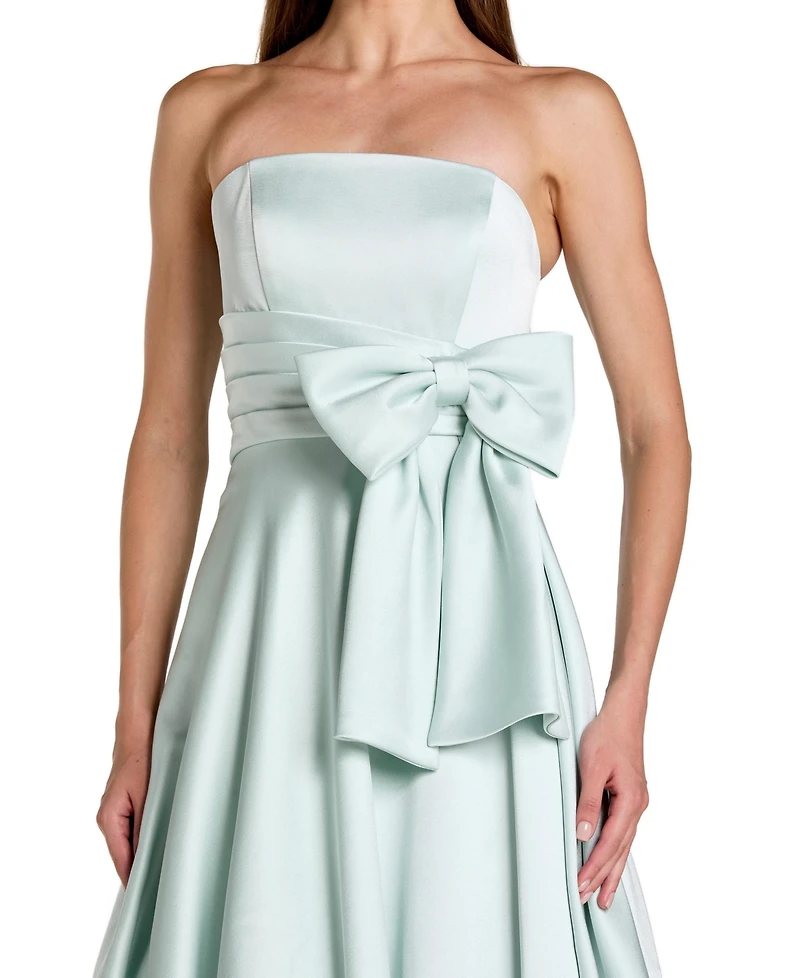Mac Duggal Women's Strapless Satin Ballgown with Statement Bow Detail