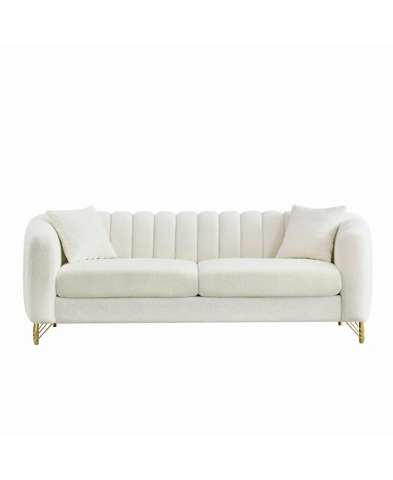 Streamdale Furniture Oversized Chenille 3-Seater Sofa with Gold Metal Legs