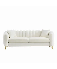 Streamdale Furniture Oversized Chenille 3-Seater Sofa with Gold Metal Legs