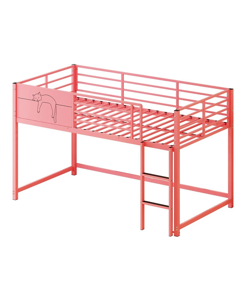 Streamdale Furniture Metal House Bed with Guardrail and Caddy